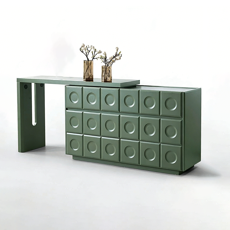 6-Drawer Green Makeup Vanity - Nordic Style Practical Storage Design With Premium MDF And Solid Wood Particle Board For Bedroom Cuvalon