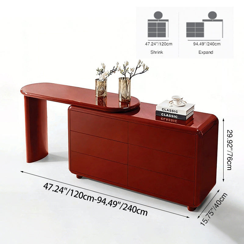 Stylish Red 6-Drawer Makeup Vanity - Nordic Design, Durable MDF & Solid Wood Particle Board For Bedroom Cuvalon
