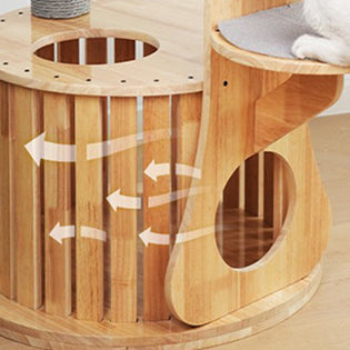 Modern Minimalist MDF Felt Round Cat Tree & Condo 3-Condo 4-Perche 1-Scratching Board For Living Room Cuvalon