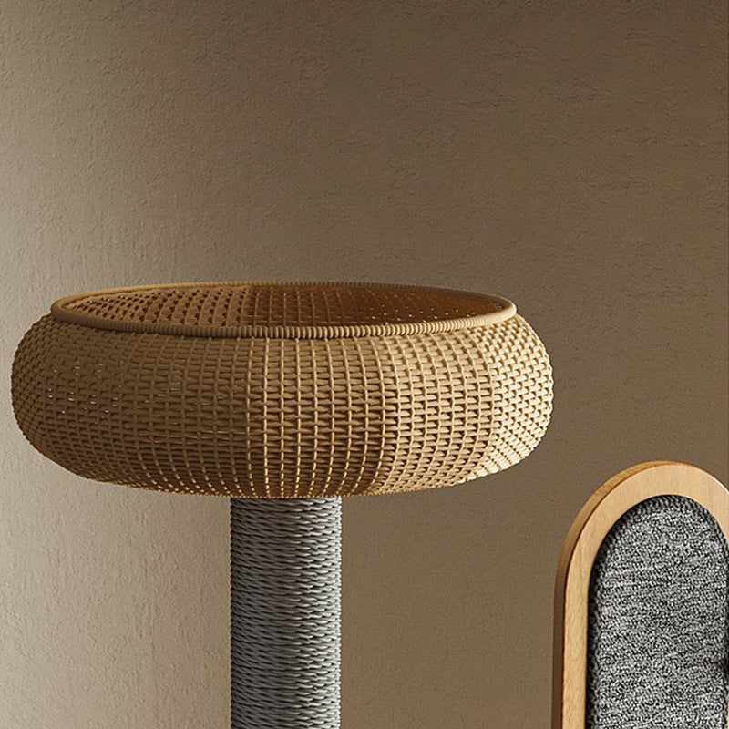 Modern Minimalist MDF Felt Round Cat Tree & Condo 3-Condo 4-Perche 1-Scratching Board For Living Room Cuvalon