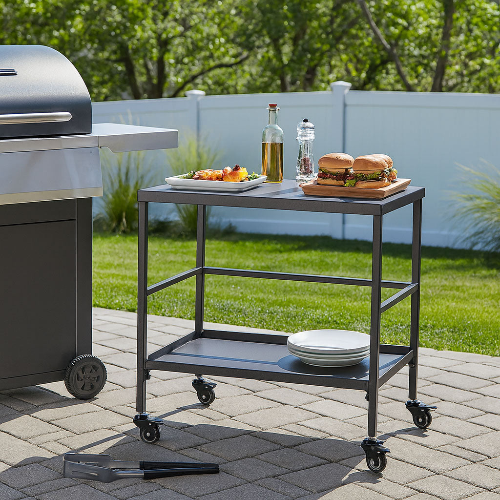 Versatile Outdoor Cart End Table - 2-Tier Movable Storage For Gardens & Outdoor Patios Cuvalon