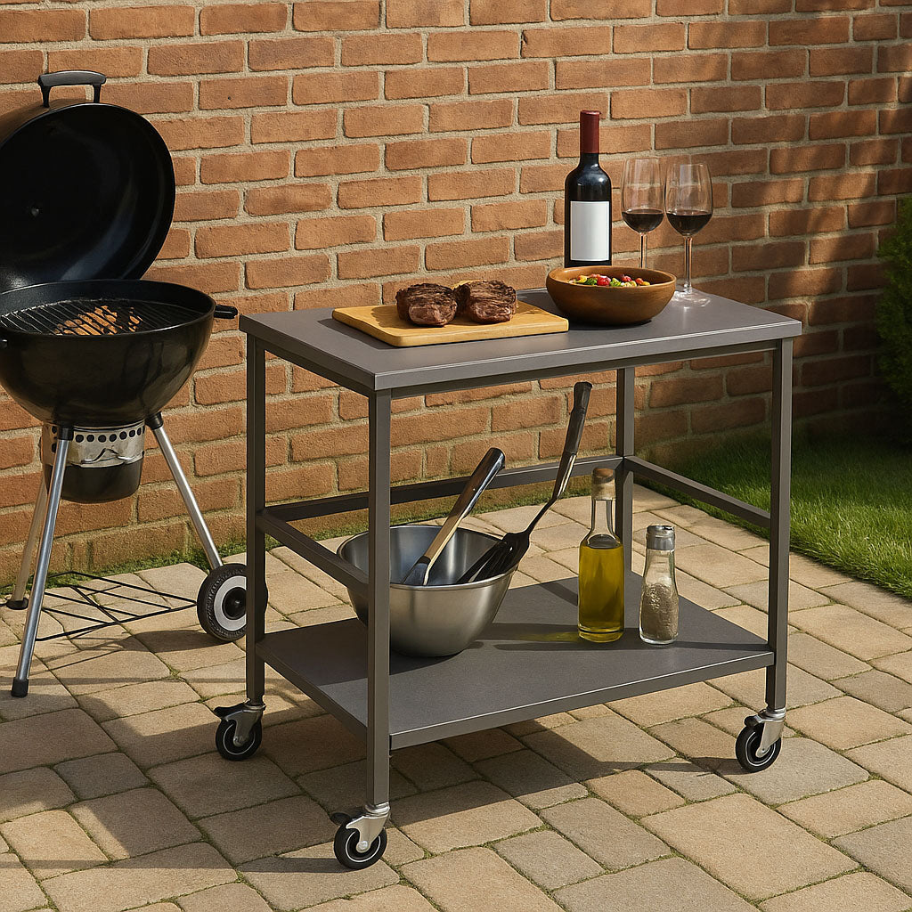 Versatile Outdoor Cart End Table - 2-Tier Movable Storage For Gardens & Outdoor Patios Cuvalon