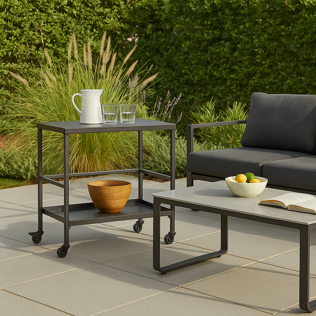 Versatile Outdoor Cart End Table - 2-Tier Movable Storage For Gardens & Outdoor Patios Cuvalon