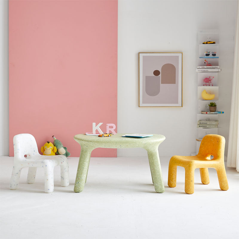Contemporary Nordic PE Oval Kids Colorful Safe Desk & Chair Set For Living Room & Study Cuvalon