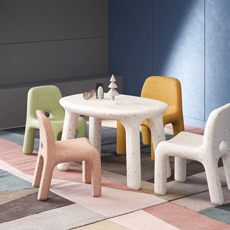 Contemporary Nordic PE Oval Kids Colorful Safe Desk & Chair Set For Living Room & Study Cuvalon