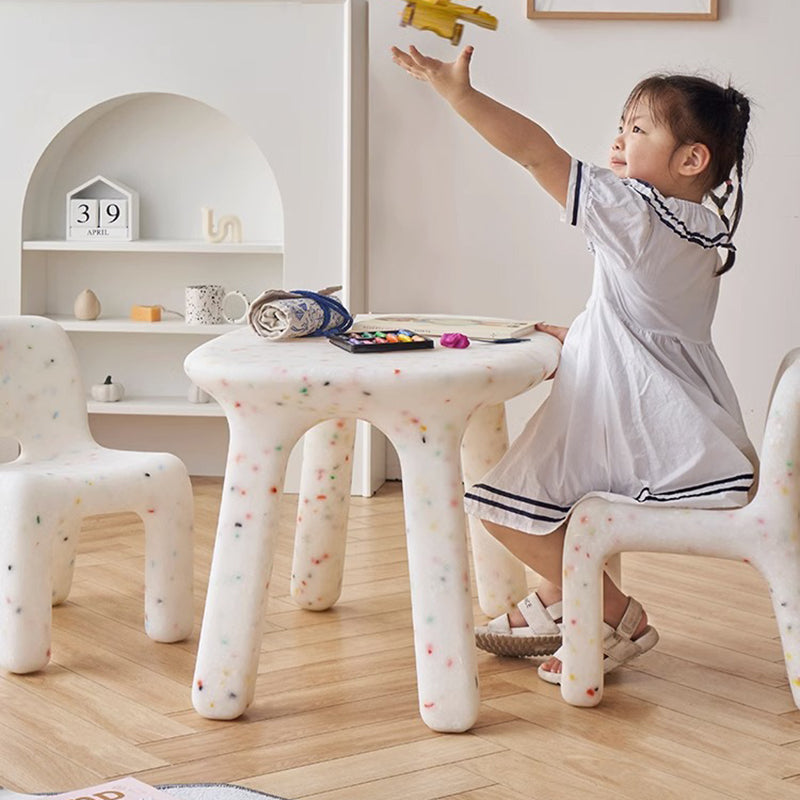Contemporary Nordic PE Oval Kids Colorful Safe Desk & Chair Set For Living Room & Study Cuvalon
