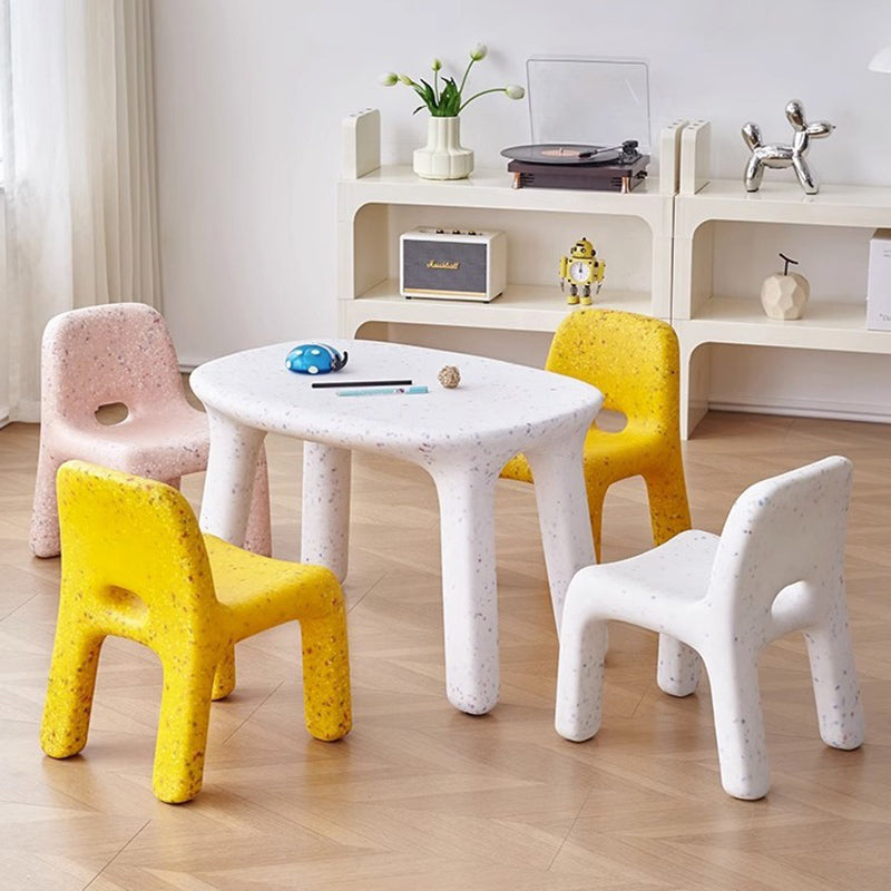 Contemporary Nordic PE Oval Kids Colorful Safe Desk & Chair Set For Living Room & Study Cuvalon