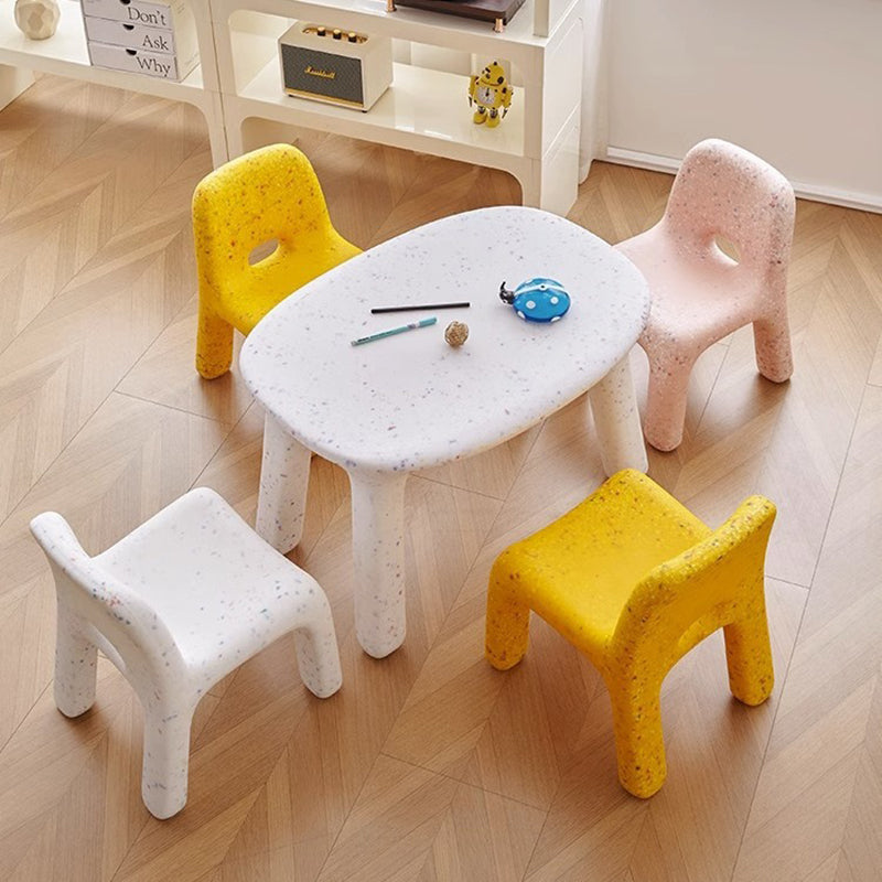 Contemporary Nordic PE Oval Kids Colorful Safe Desk & Chair Set For Living Room & Study Cuvalon