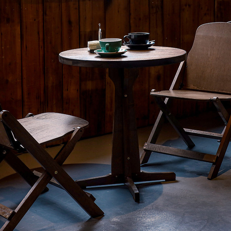 Contemporary Retro Solid Wood Plywood & Iron Round Square Coffee Table And Chair Set For Balcony & Living Room Cuvalon