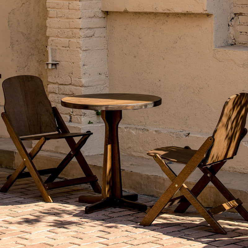 Contemporary Retro Solid Wood Plywood & Iron Round Square Coffee Table And Chair Set For Balcony & Living Room Cuvalon