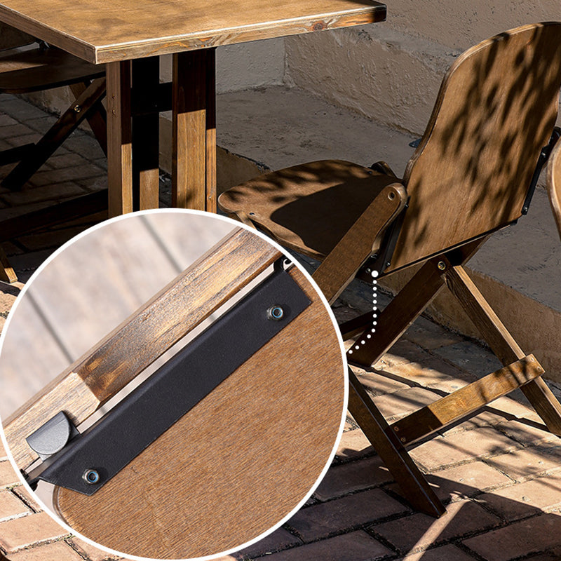 Contemporary Retro Solid Wood Plywood & Iron Round Square Coffee Table And Chair Set For Balcony & Living Room Cuvalon