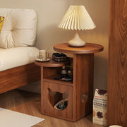 Contemporary Creative Round Cat Beds Pine Wood Nightstand 3-Tier For Bedroom Cuvalon