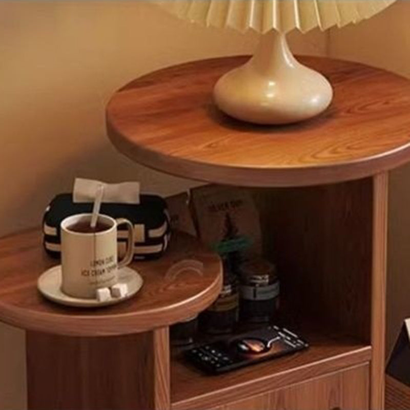 Contemporary Creative Round Cat Beds Pine Wood Nightstand 3-Tier For Bedroom Cuvalon