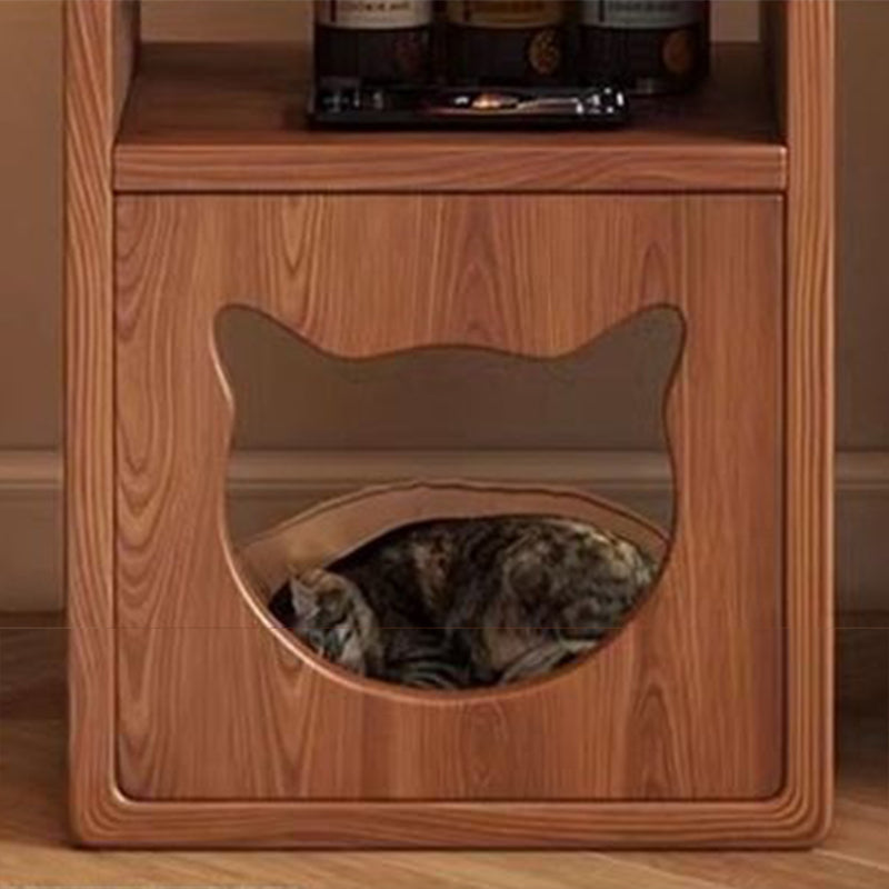 Contemporary Creative Round Cat Beds Pine Wood Nightstand 3-Tier For Bedroom Cuvalon