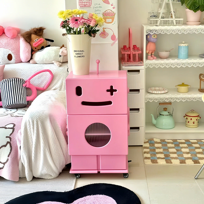 Contemporary Creative Kids Robot Shape High-density Composite Board Nightstand 2-Cabinet For Bedroom Cuvalon