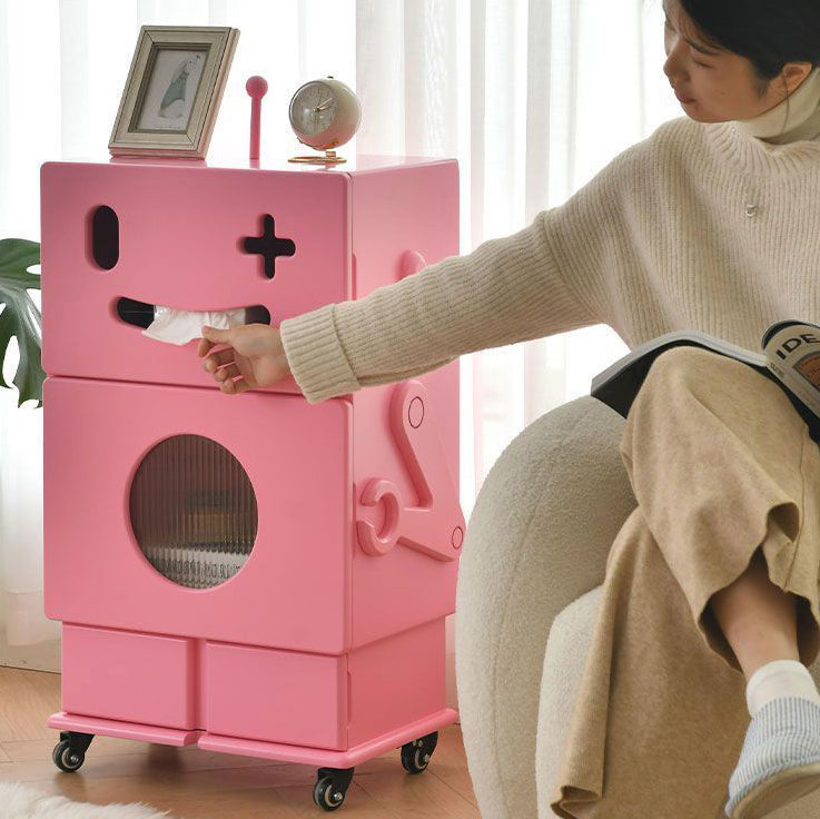 Contemporary Creative Kids Robot Shape High-density Composite Board Nightstand 2-Cabinet For Bedroom Cuvalon