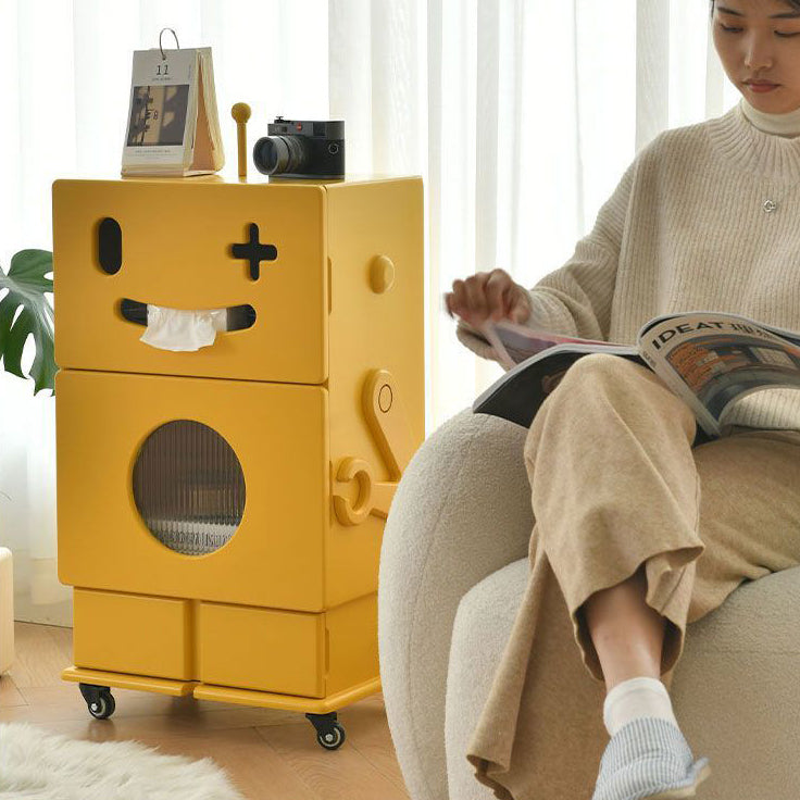 Contemporary Creative Kids Robot Shape High-density Composite Board Nightstand 2-Cabinet For Bedroom Cuvalon