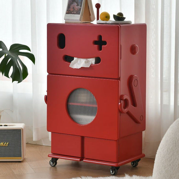 Contemporary Creative Kids Robot Shape High-density Composite Board Nightstand 2-Cabinet For Bedroom Cuvalon
