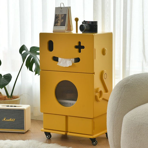 Contemporary Creative Kids Robot Shape High-density Composite Board Nightstand 2-Cabinet For Bedroom Cuvalon