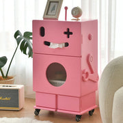 Contemporary Creative Kids Robot Shape High-density Composite Board Nightstand 2-Cabinet For Bedroom Cuvalon