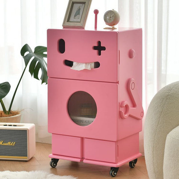 Contemporary Creative Kids Robot Shape High-density Composite Board Nightstand 2-Cabinet For Bedroom Cuvalon