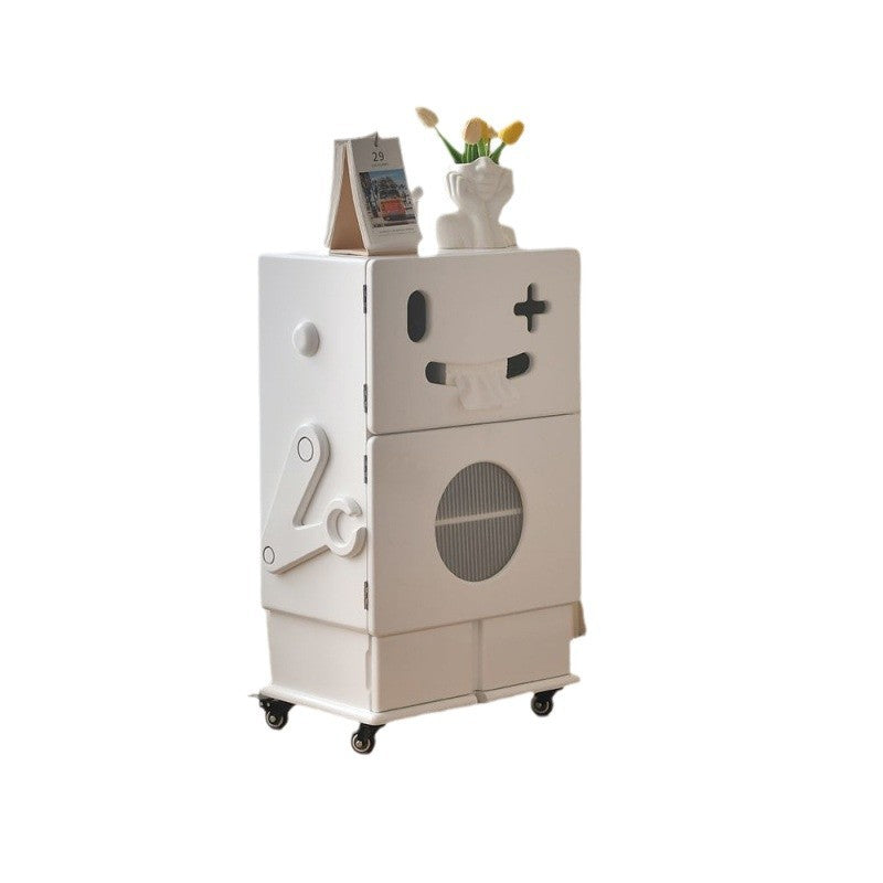 Contemporary Creative Kids Robot Shape High-density Composite Board Nightstand 2-Cabinet For Bedroom Cuvalon