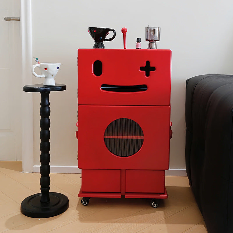 Contemporary Creative Kids Robot Shape High-density Composite Board Nightstand 2-Cabinet For Bedroom Cuvalon