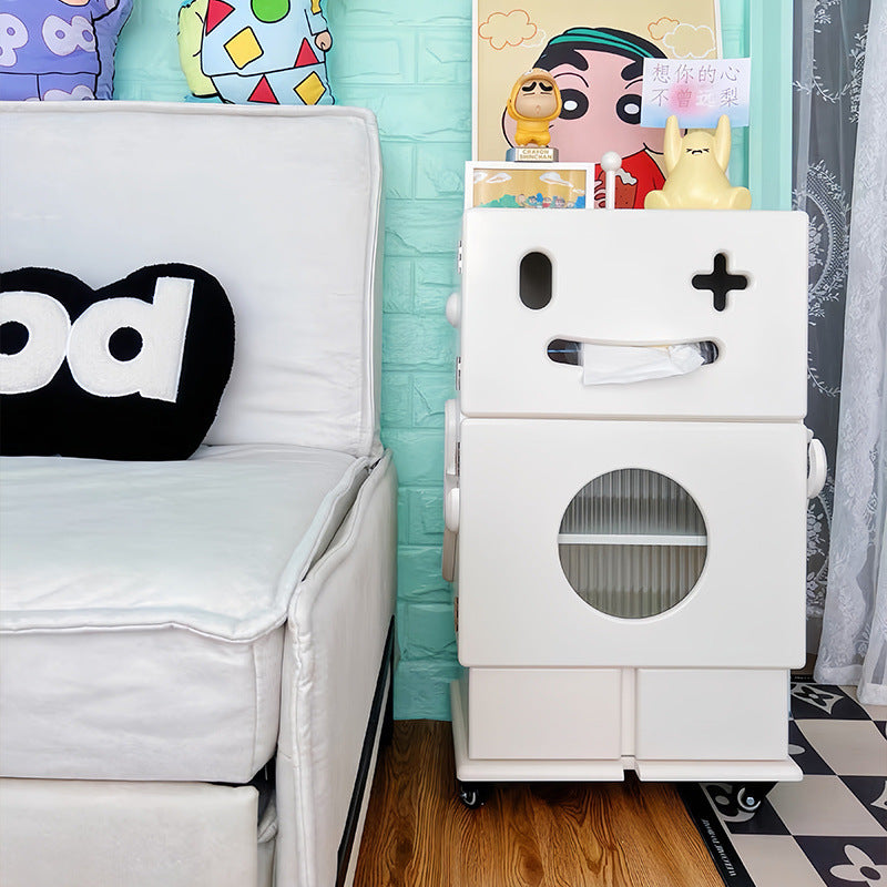 Contemporary Creative Kids Robot Shape High-density Composite Board Nightstand 2-Cabinet For Bedroom Cuvalon