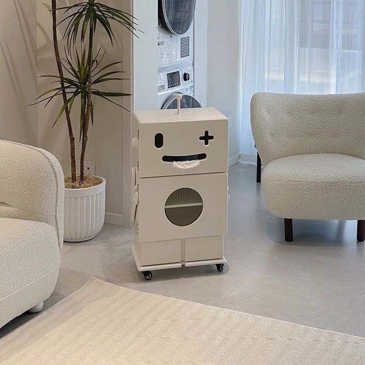 Contemporary Creative Kids Robot Shape High-density Composite Board Nightstand 2-Cabinet For Bedroom Cuvalon