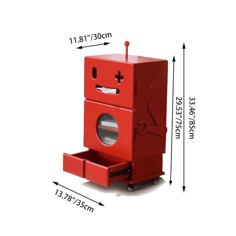 Contemporary Creative Kids Robot Shape High-density Composite Board Nightstand 2-Cabinet For Bedroom Cuvalon