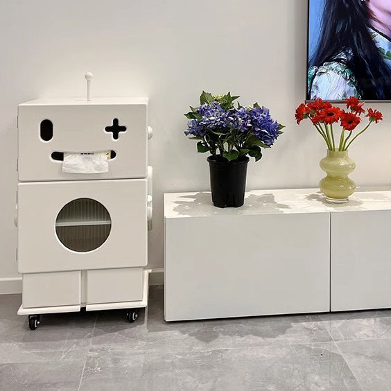 Contemporary Creative Kids Robot Shape High-density Composite Board Nightstand 2-Cabinet For Bedroom Cuvalon
