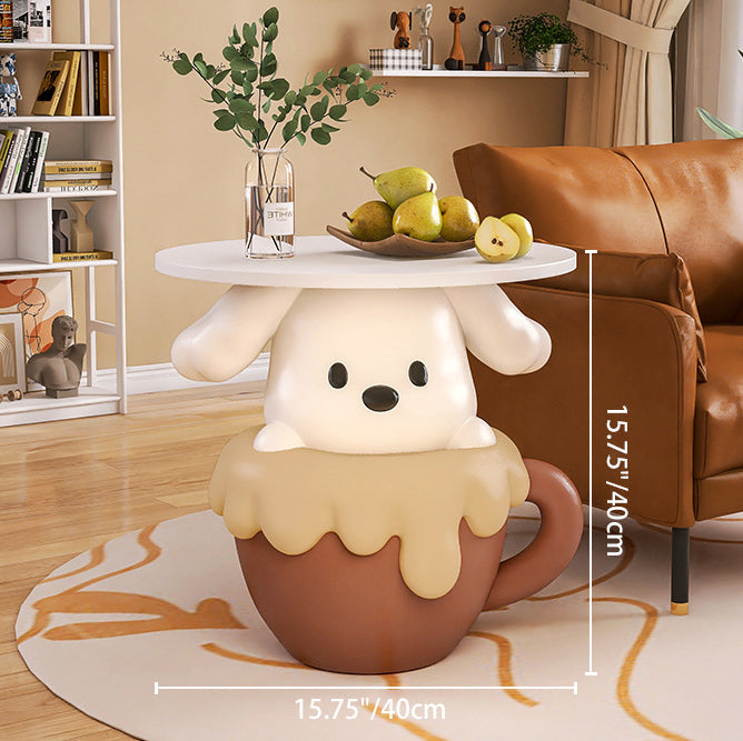 Contemporary Creative Kids Dog Shape MDF Resin Nightstand 1-Tier For Bedroom Cuvalon
