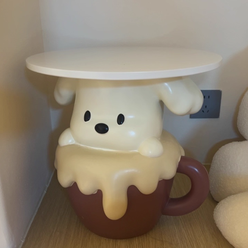 Contemporary Creative Kids Dog Shape MDF Resin Nightstand 1-Tier For Bedroom Cuvalon