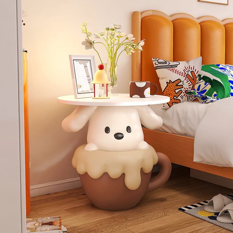 Contemporary Creative Kids Dog Shape MDF Resin Nightstand 1-Tier For Bedroom Cuvalon