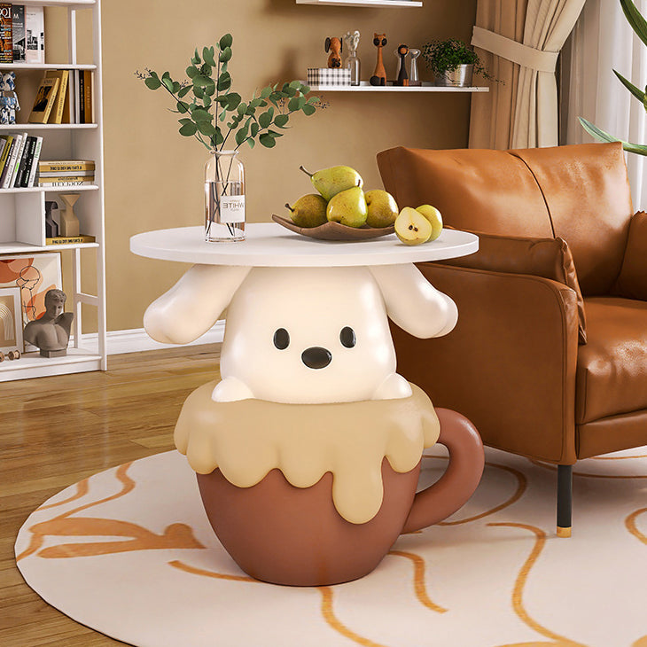 Contemporary Creative Kids Dog Shape MDF Resin Nightstand 1-Tier For Bedroom Cuvalon