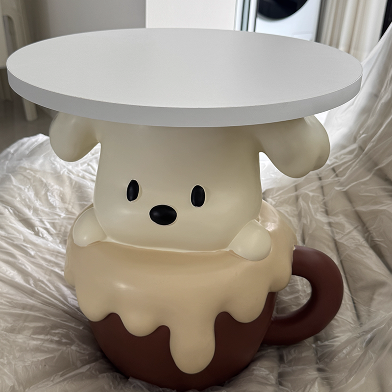 Contemporary Creative Kids Dog Shape MDF Resin Nightstand 1-Tier For Bedroom Cuvalon