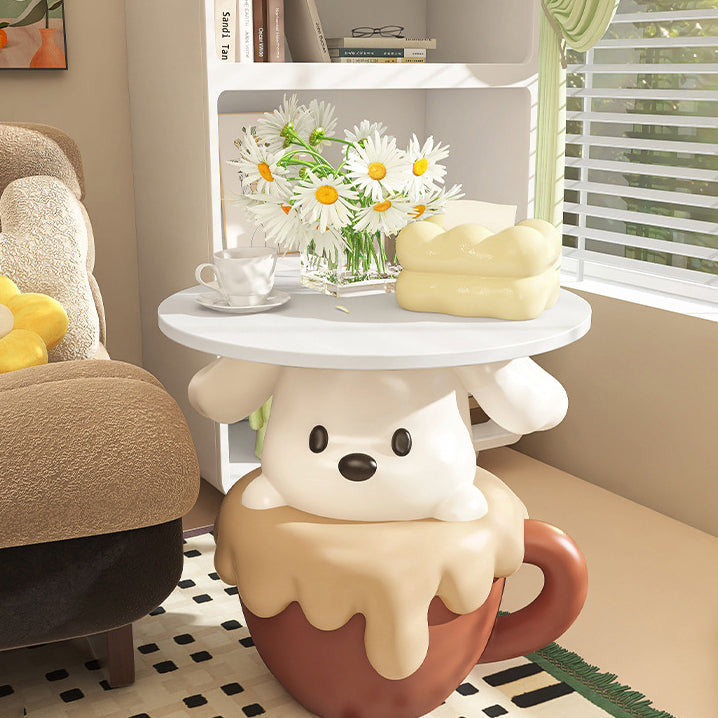 Contemporary Creative Kids Dog Shape MDF Resin Nightstand 1-Tier For Bedroom Cuvalon