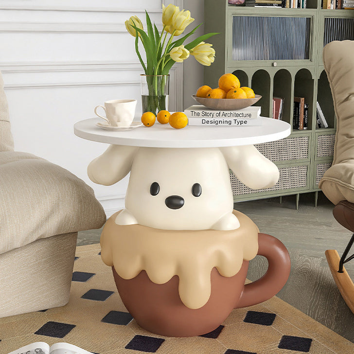 Contemporary Creative Kids Dog Shape MDF Resin Nightstand 1-Tier For Bedroom Cuvalon