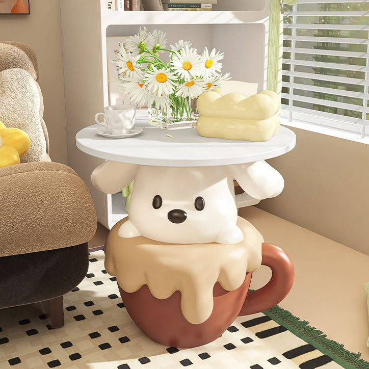 Contemporary Creative Kids Dog Shape MDF Resin Nightstand 1-Tier For Bedroom Cuvalon