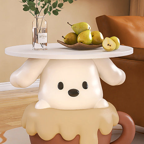 Contemporary Creative Kids Dog Shape MDF Resin Nightstand 1-Tier For Bedroom Cuvalon