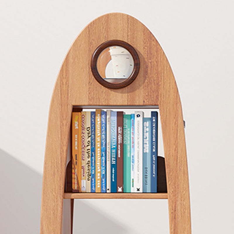 Contemporary Creative Solid Wood Rocket-Shaped Swivel Bookshelf With 4-Tier Storage For Living Room & Bedroom Cuvalon