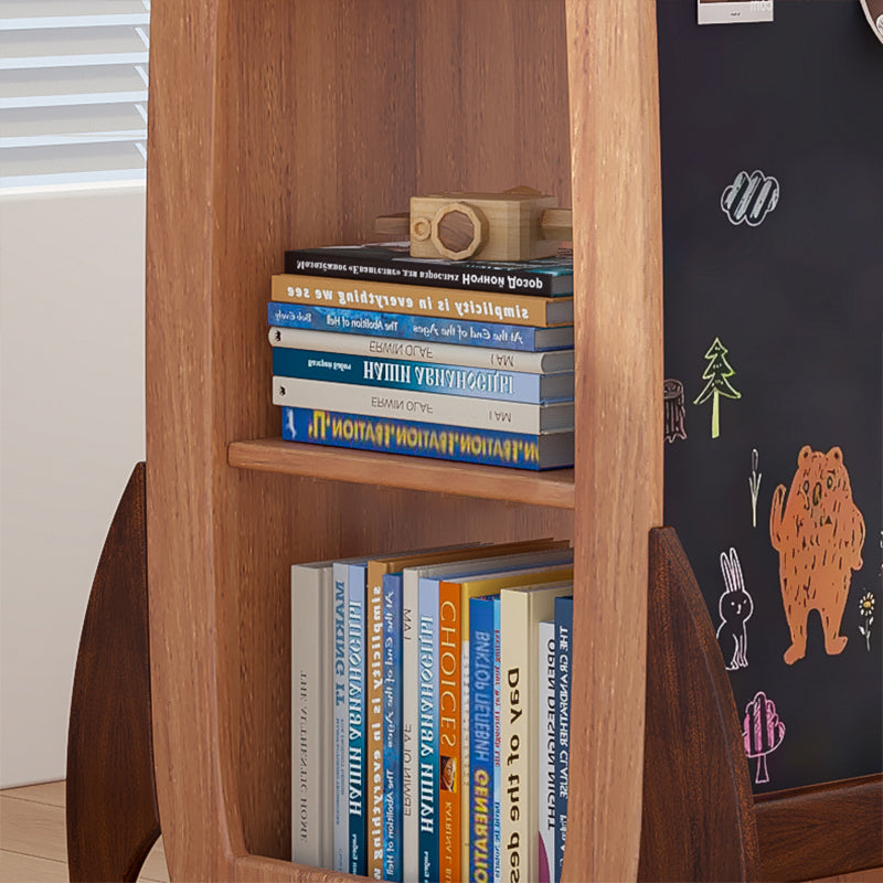 Contemporary Creative Solid Wood Rocket-Shaped Swivel Bookshelf With 4-Tier Storage For Living Room & Bedroom Cuvalon