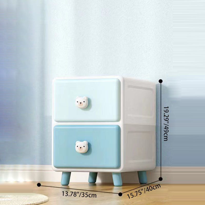 Modern Minimalist Square Rectangular Plastic PP Rabbit Bear Kids Storage Cabinet 2/3/4/5/6-Tier For Living Room Cuvalon