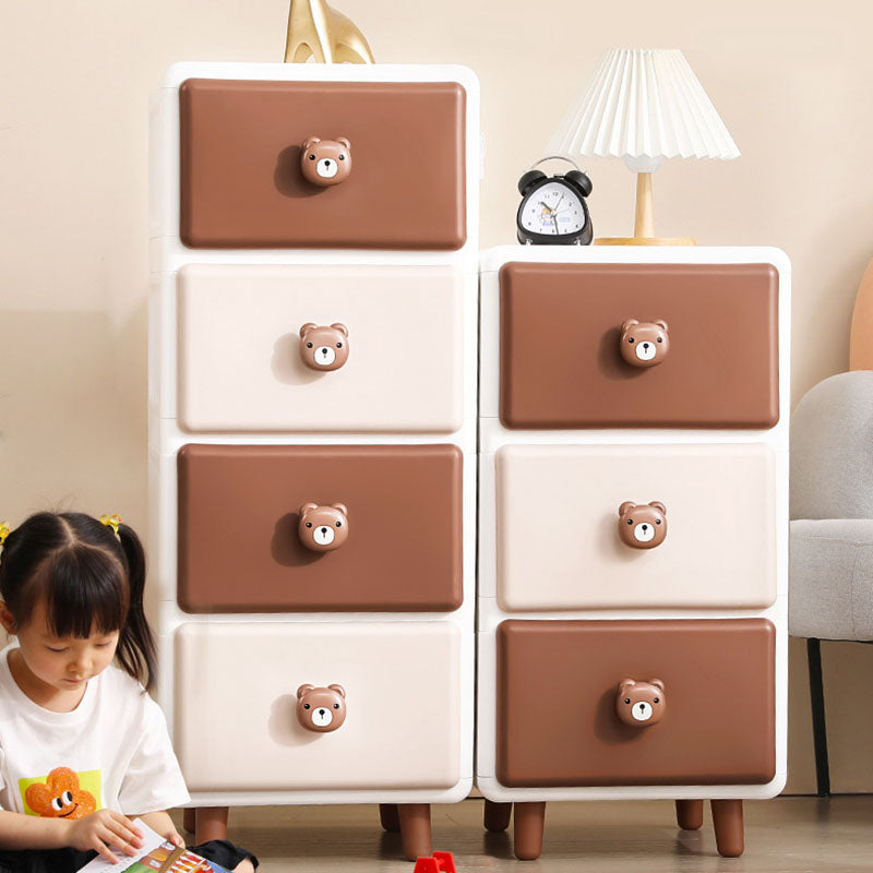 Modern Minimalist Square Rectangular Plastic PP Rabbit Bear Kids Storage Cabinet 2/3/4/5/6-Tier For Living Room Cuvalon