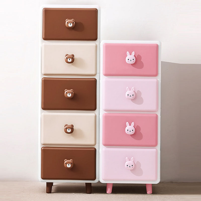 Modern Minimalist Square Rectangular Plastic PP Rabbit Bear Kids Storage Cabinet 2/3/4/5/6-Tier For Living Room Cuvalon