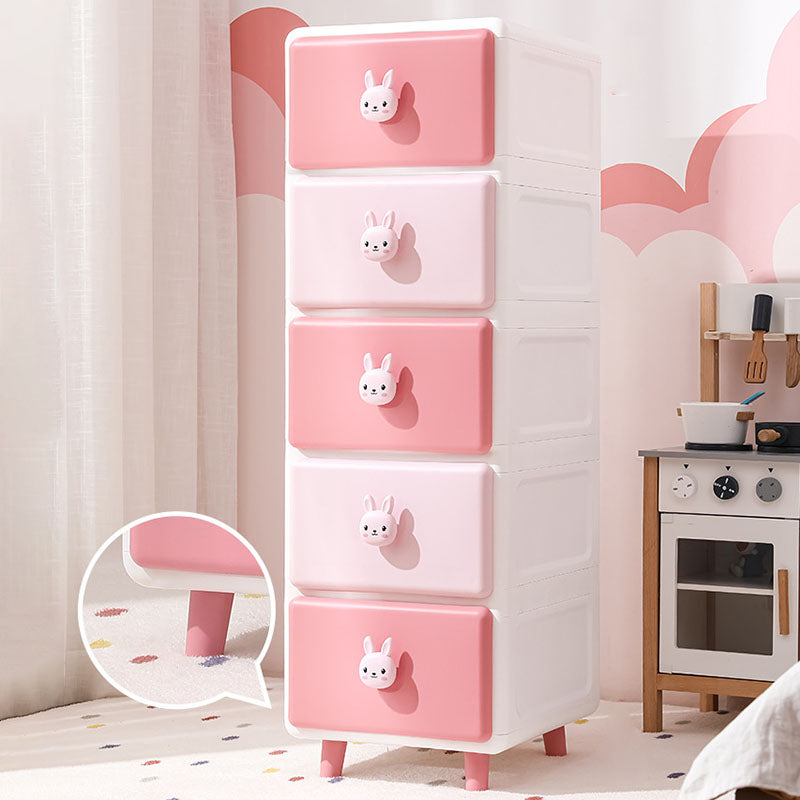 Modern Minimalist Square Rectangular Plastic PP Rabbit Bear Kids Storage Cabinet 2/3/4/5/6-Tier For Living Room Cuvalon