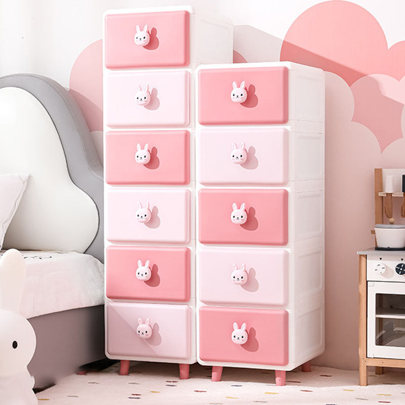 Modern Minimalist Square Rectangular Plastic PP Rabbit Bear Kids Storage Cabinet 2/3/4/5/6-Tier For Living Room Cuvalon