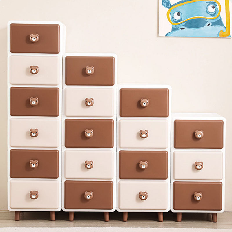 Modern Minimalist Square Rectangular Plastic PP Rabbit Bear Kids Storage Cabinet 2/3/4/5/6-Tier For Living Room Cuvalon