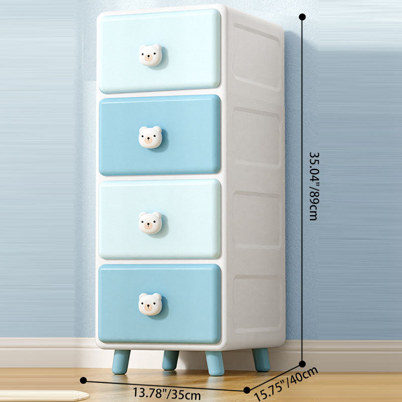 Modern Minimalist Square Rectangular Plastic PP Rabbit Bear Kids Storage Cabinet 2/3/4/5/6-Tier For Living Room Cuvalon