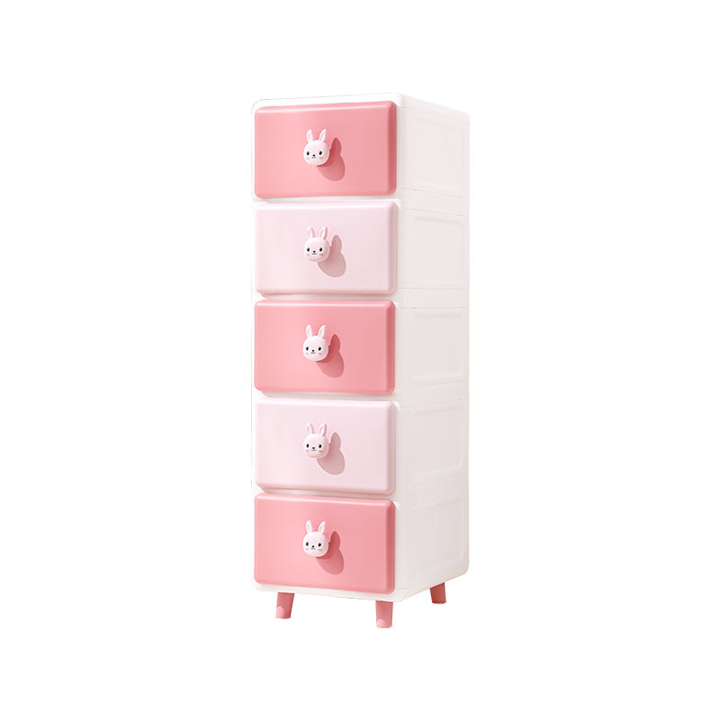Modern Minimalist Square Rectangular Plastic PP Rabbit Bear Kids Storage Cabinet 2/3/4/5/6-Tier For Living Room Cuvalon